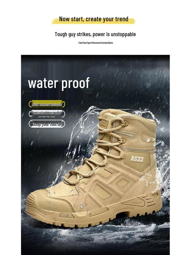 Men's Plus Size Outdoor Tactical Combat Boots - Wear-Resistant Military Hiking & Mountaineering Footwear