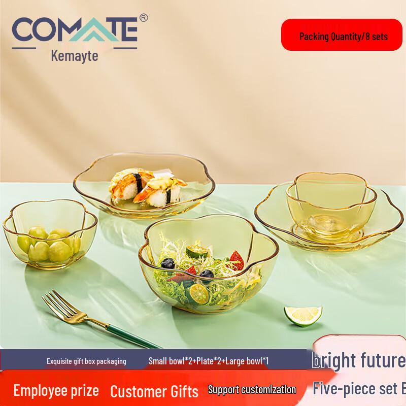 COMATE Glass Bowl and Plate Set
