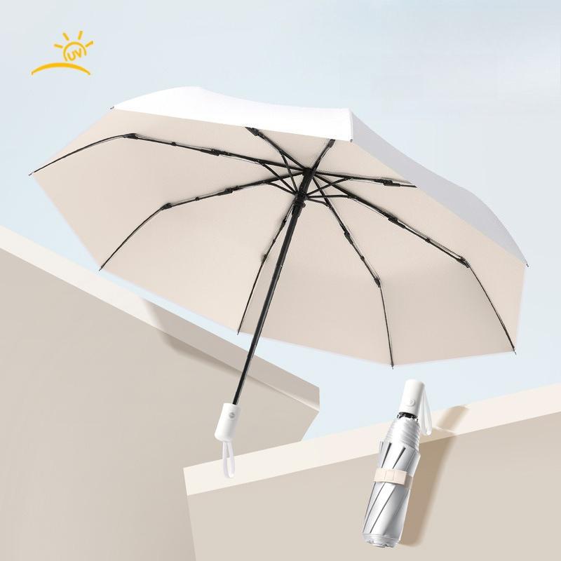 Premium Titanium Coated Manual Open Umbrella  UPF50+ Sun Rain Protection Double Layer Compact Folding Umbrella for Adults