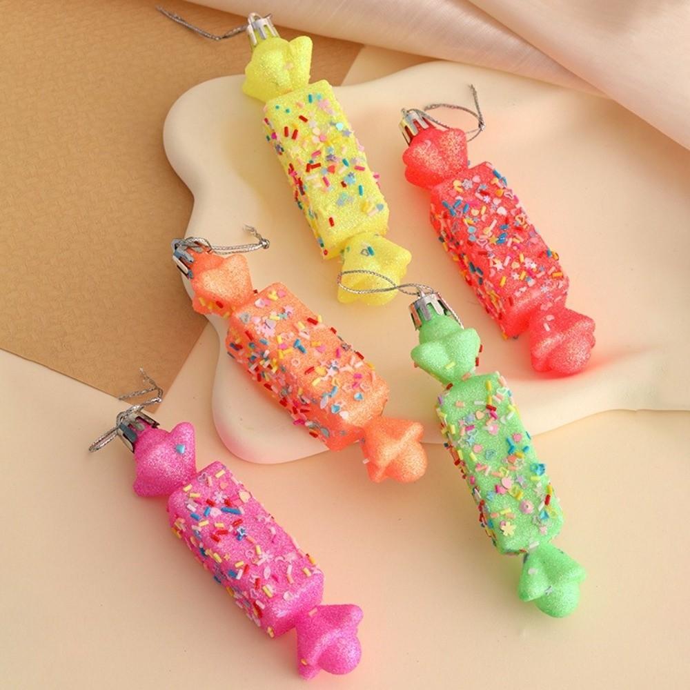 Creative Colorful Christmas Hanging Faux Candy Holiday Props Christmas Tree Ornament Party Supplies Plastic Xmas Decorations