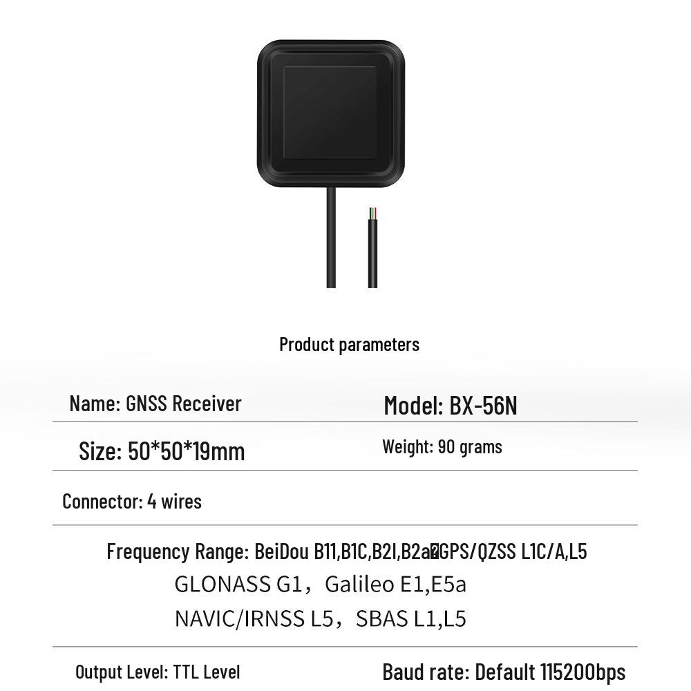 North Sky BX-56D Dual-Frequency GNSS RTK Receiver with BeiDou, GPS, and Compass QMC5883L Antenna