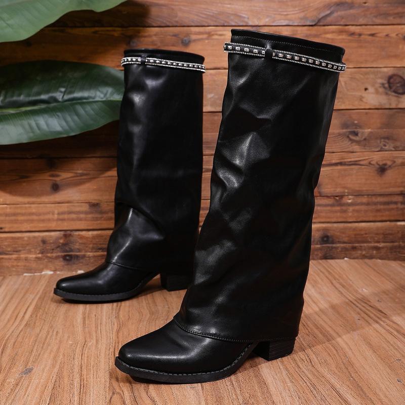 Large size thick high-heeled trousers long boots for women 0000 autumn and winter new high boots fashion boots for women Europe and America
