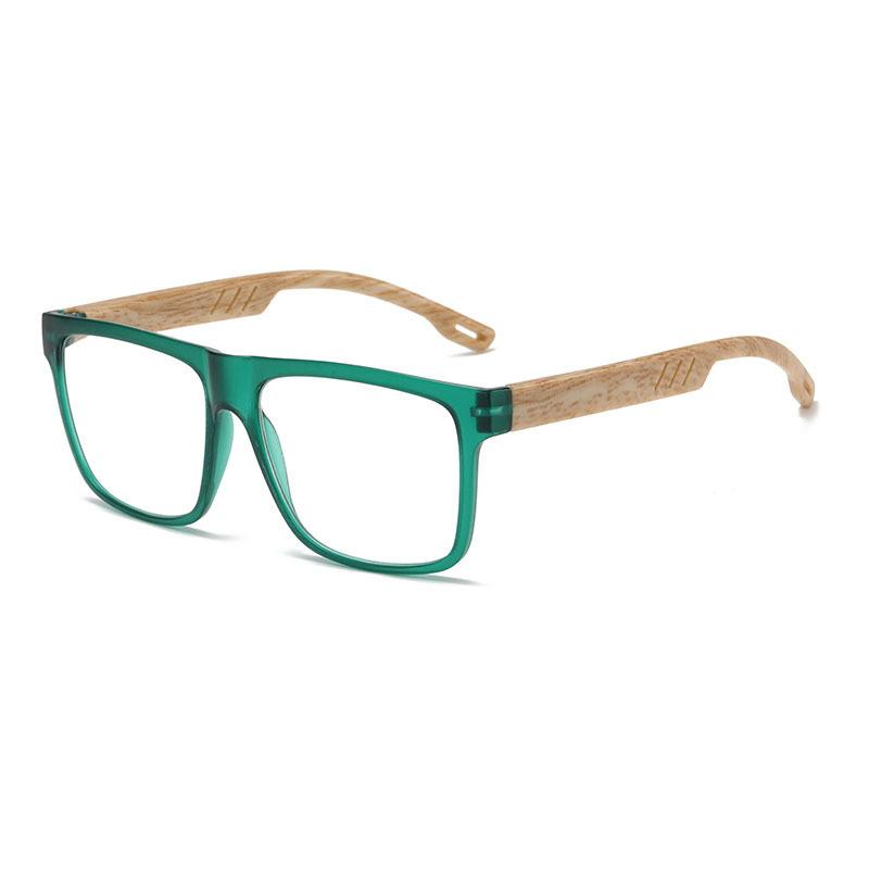 European and American style large frame wood grain retro reading glasses for men and women without face spring temple reading glasses LHJ