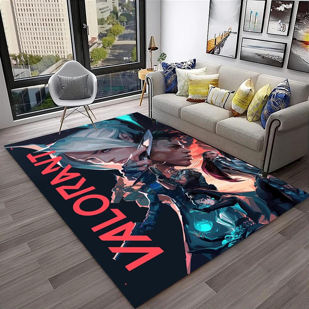 VALORANT Hra Hráč Kreslený 3D Koberec Rohožka do Domácího Obývacího Pokojíku Ložnice Pohovky Vstupní Dveře Dekorace, Dětský Koutek Koberec Protiskluzová Podlahová Rohožka