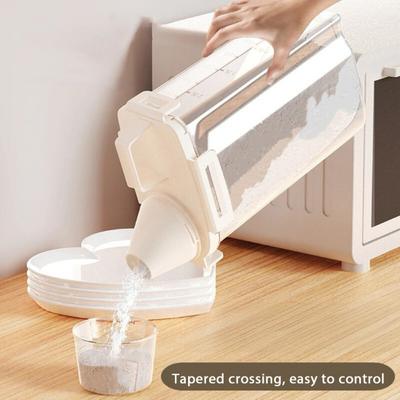 Grūdų dėžutė Ergonomiška rankena Matavimo puodelio dizainas Sandėliavimo konteineris su dangteliu Plastikinis skaidrus grūdų dozatorius