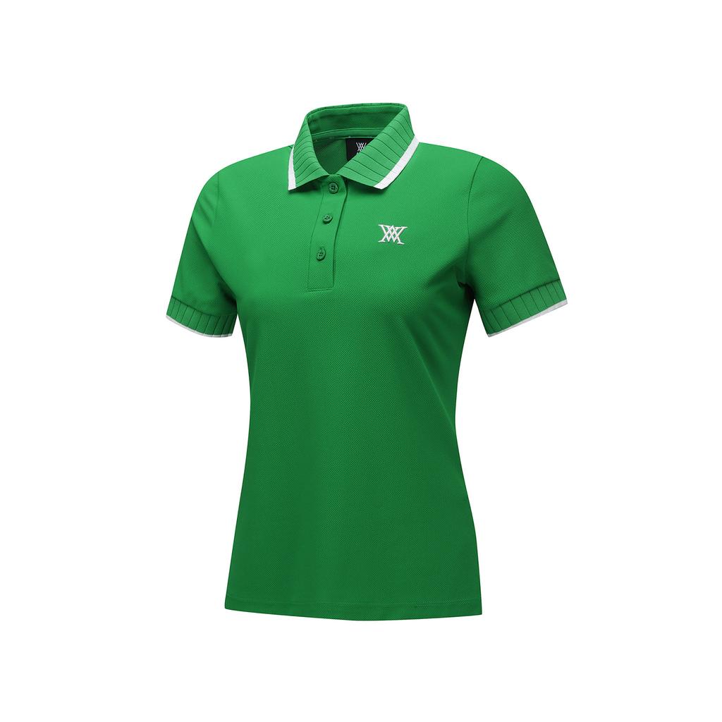 ANEW GOLF Women Back Signature Logo Pique Short T-Shirt_Gn