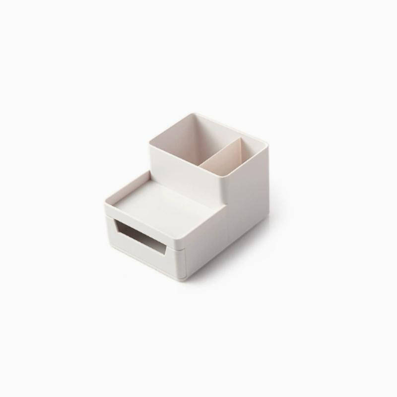 

Desktop Storage Organizer ABS Plastic Multi-Compartment Pen Holder Remote Box Small Desk Organizer for Office Bedroom белый