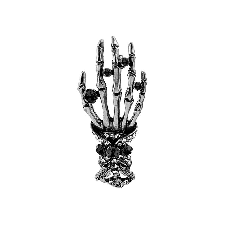 Skull Palm Inlaid Rhinestone Brooch For Men Gothic Fashion Retro Brooches Pin Day Jewelry Party Boyfriends Gifts
