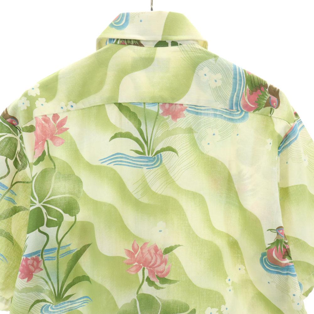 K MART 70s Made in USA Vintage Short sleeve Aloha shirt L Green system Men's Used