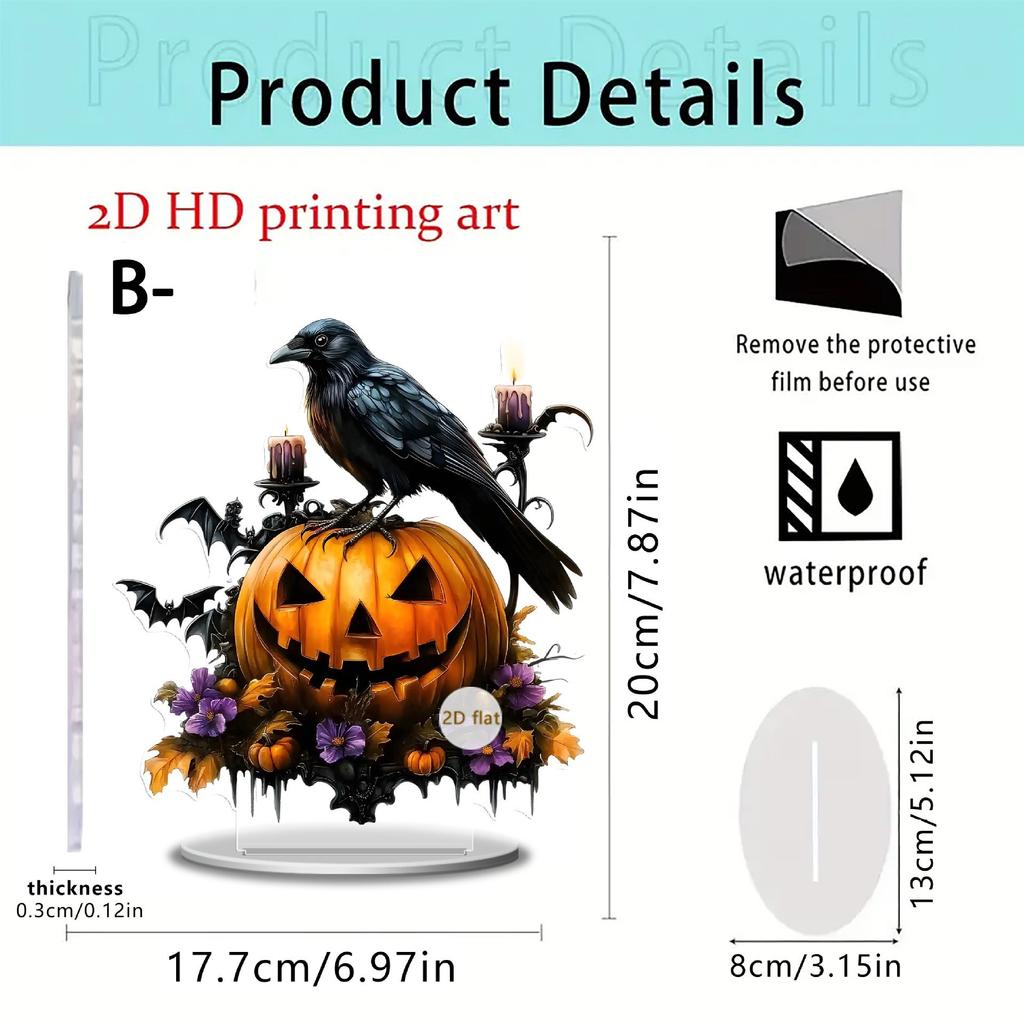 2D Flat Acrylic Halloween Festival Desktop Ornaments Ghost Pumpkin House and Lantern Witch Home Table Ornament Decoration