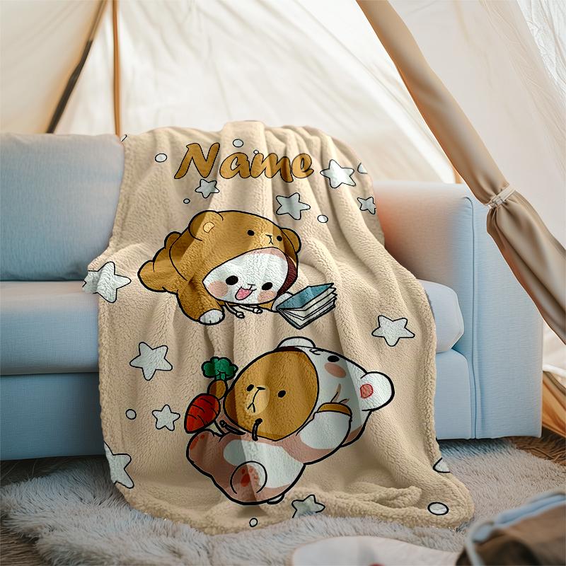 Personalized Custom Name Blanket - Bubu Dudu Print Design,Blanket for Sofa,Bed,Travel,Camping - Soft and Warm, Great Gift