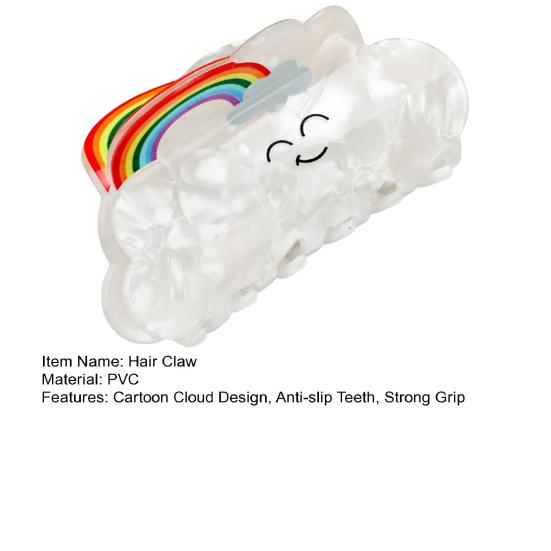 Hair Claw Cartoon Rainbow Shape Back Head Hair Clip Anti-slip Teeth Strong Grip Shark Hair Clip Versatile Hair Accessory