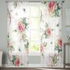 Rideau de fenêtre en Tulle à motif de Rose et d'abeille, Voile transparent pour salon et chambre à coucher, traitements de cuisine