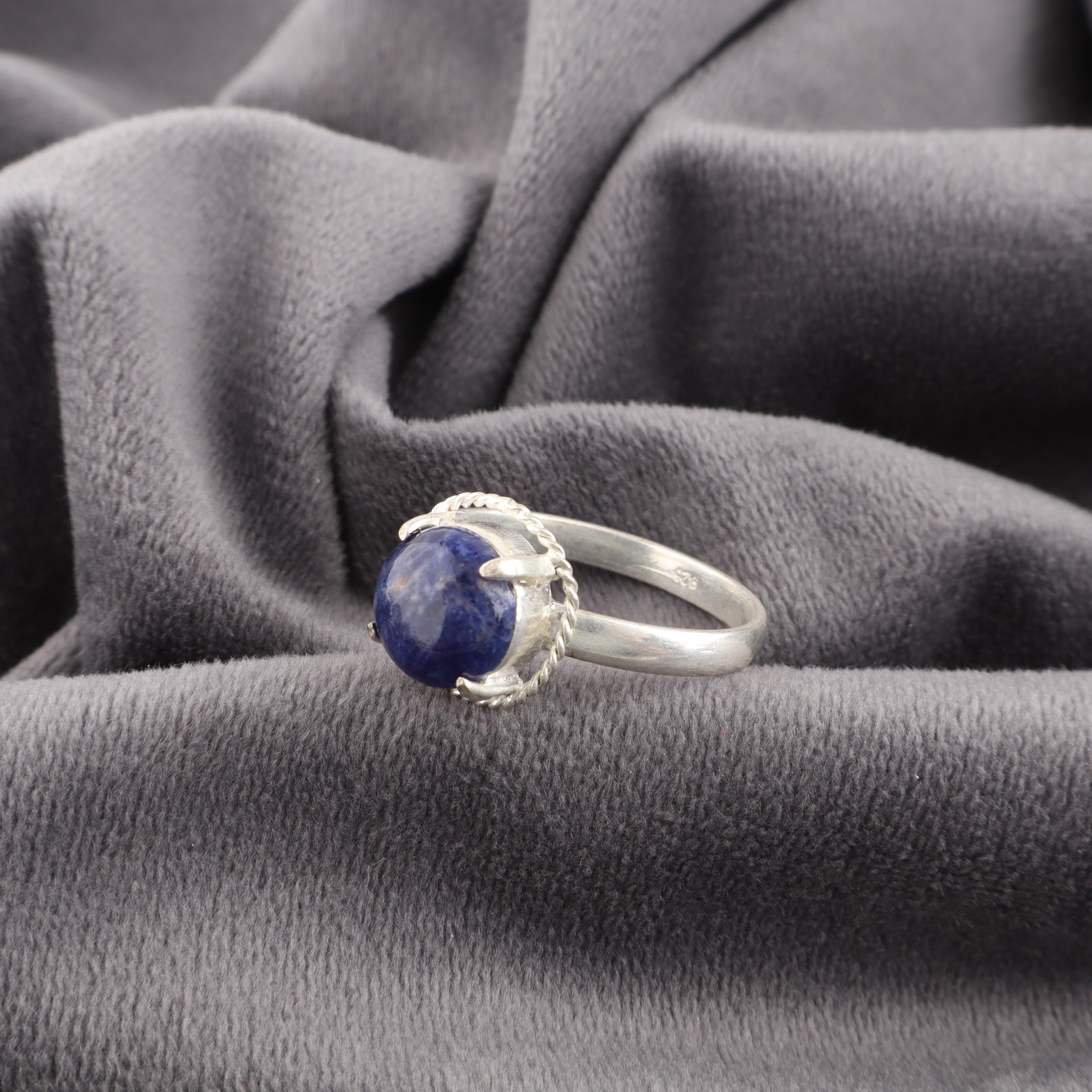 

Кольцо с содалитом, Ювелирное изделие, Кольцо из стерлингового серебра 925 пробы, Великолепное серебряное кольцо ручной работы, Серебряное кольцо с содалитом для женщин 12 синий