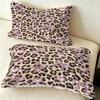 3PCS Leopard Print Pink Heart Bow Milk Velvet Bedding Set Soft Warm Winter Unfilled 1 Duvet Cover 2 Pillowcases Cozy Home Dec