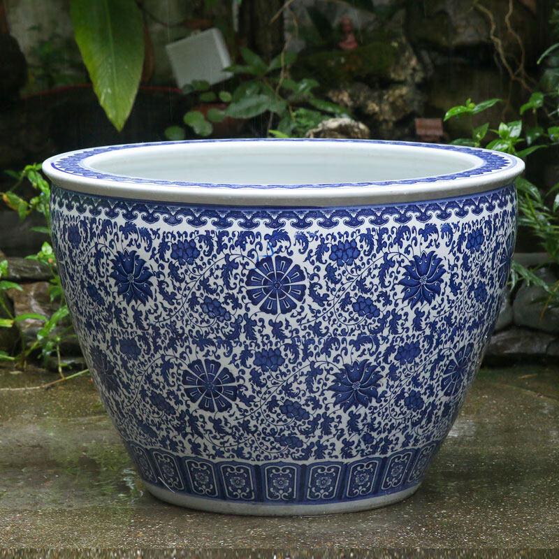 Blue and White Porcelain Garden Planter