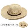 Grande Tête xxxxl 62cm Chapeau de Paille Hommes Ajouré Été Extérieur Chapeaux de Soleil Femmes Hommes Panama Plage Coupe-Vent Corde Grands Chapeaux