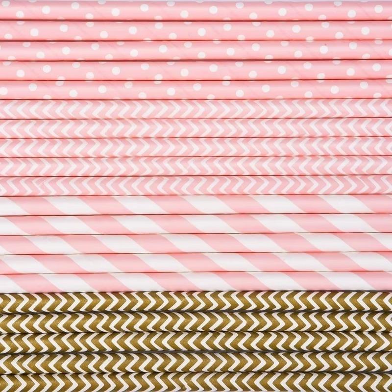 New 25 Pieces Stripe Paper Straws Disposable Straws Festival Event & Party Supplies Birthday Party Party Supplies 2025