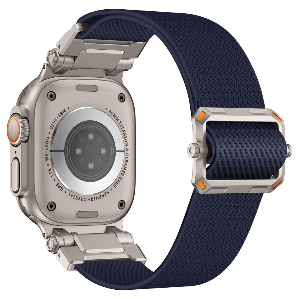 Armband für Apple Watch Serie 10 Ultra 9 8 7 SE 6 5 4 3 2 1 46mm 49mm 45mm 44mm 42mm Titanfarbenes Metallverbinder Nylon Uhrenarmband