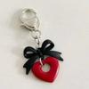 Keychain Accessory Adorable Black Bowknot Heart Pendant Ornament Durable Keyrings Accessories Charm Multi Functional