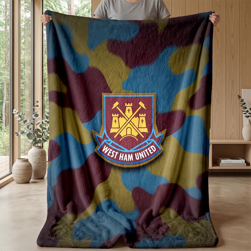 Coperta in Flanella con Stampa West Ham United, Morbida Calda Leggera Coperta da Divano Letto Campeggio