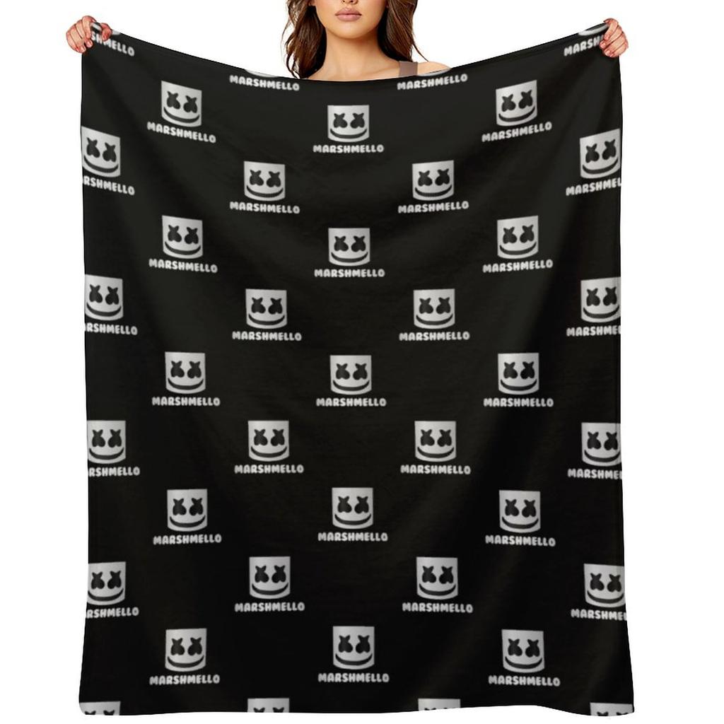 DJ Marshmello logo Throw Blanket Baby For Decorative Sofa christmas decoration Polar Blankets