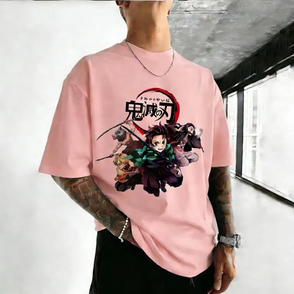 Unisex Pure Cotton Tshirt from Demon Slayer  Summer 2026 Harajuku Style Anime Print  Large Size Shortsleeved Top