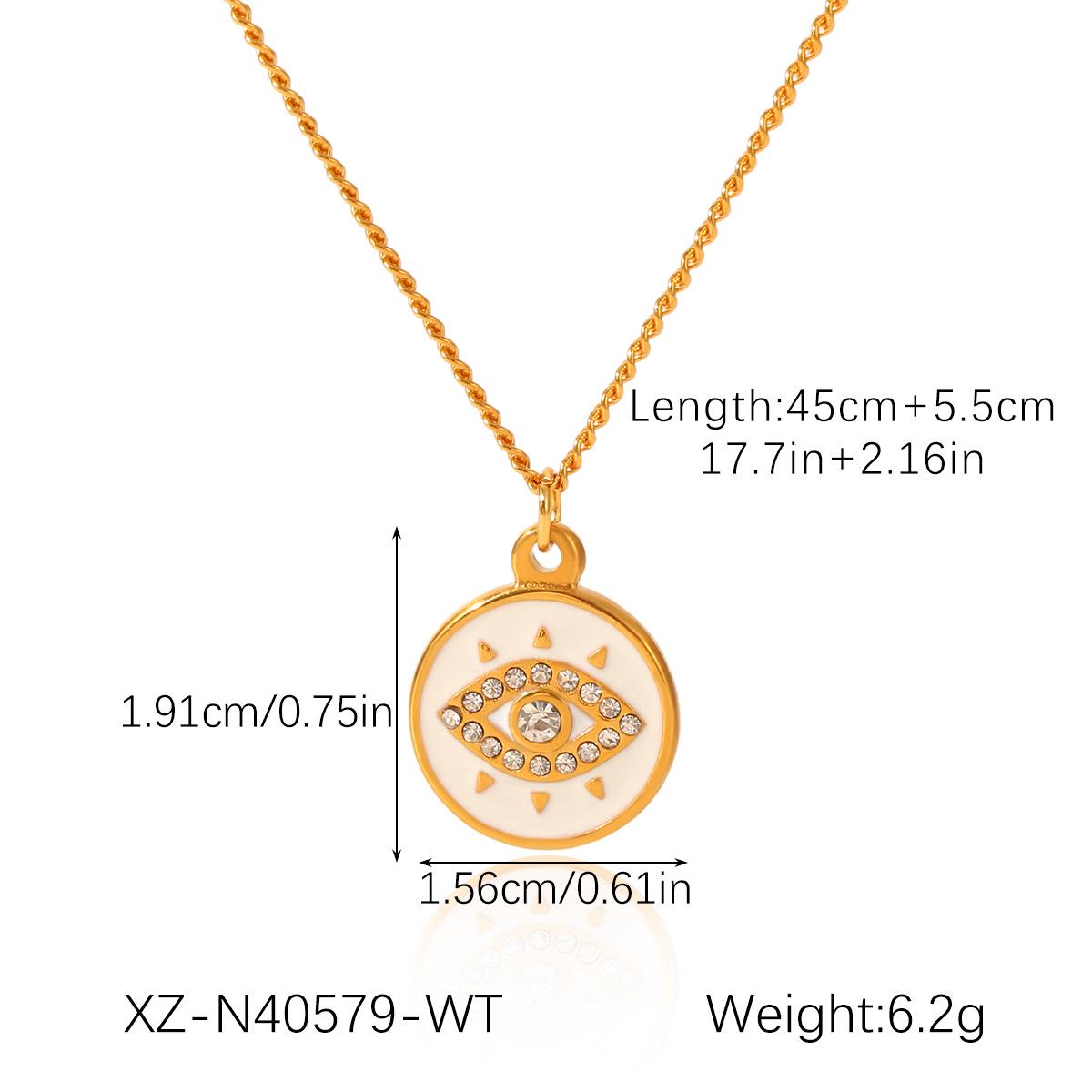 European & American Stainless Steel Devil s Eye Rhinestone Pendant Necklace
