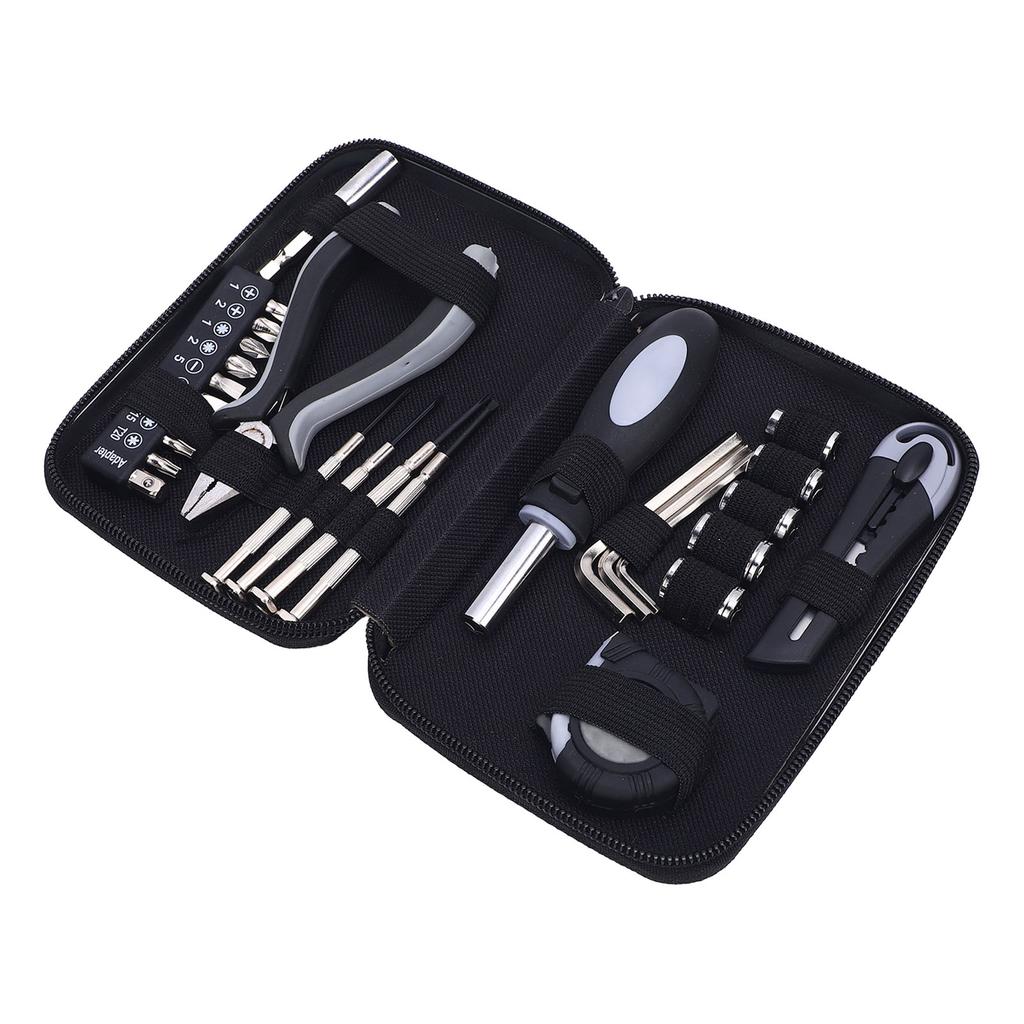 Mini Werkzeugset Haushaltsreparaturwerkzeugsatz Spitzzange Maßband Innensechskantschlüssel Schraubendrehersatz Schraubendreherbits Griff mit Koffer