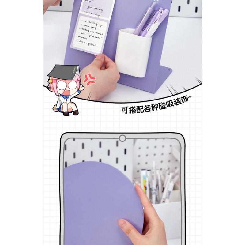 Desktop Magnetic Fluorescent Metal Message Board Vertical Standing Memo For Home Office