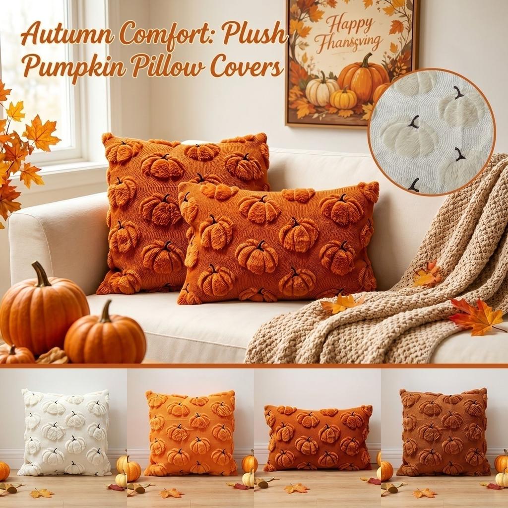 Pumpkin Shaped Throw Cover 4545cm, Faux Plush Halloween Couch Decor