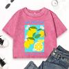 The Lemon Tree Les Citrons Print Women Washed T-Shirt Street Cotton Top Vintage Clothes Summer O-Neck Short Sleeve