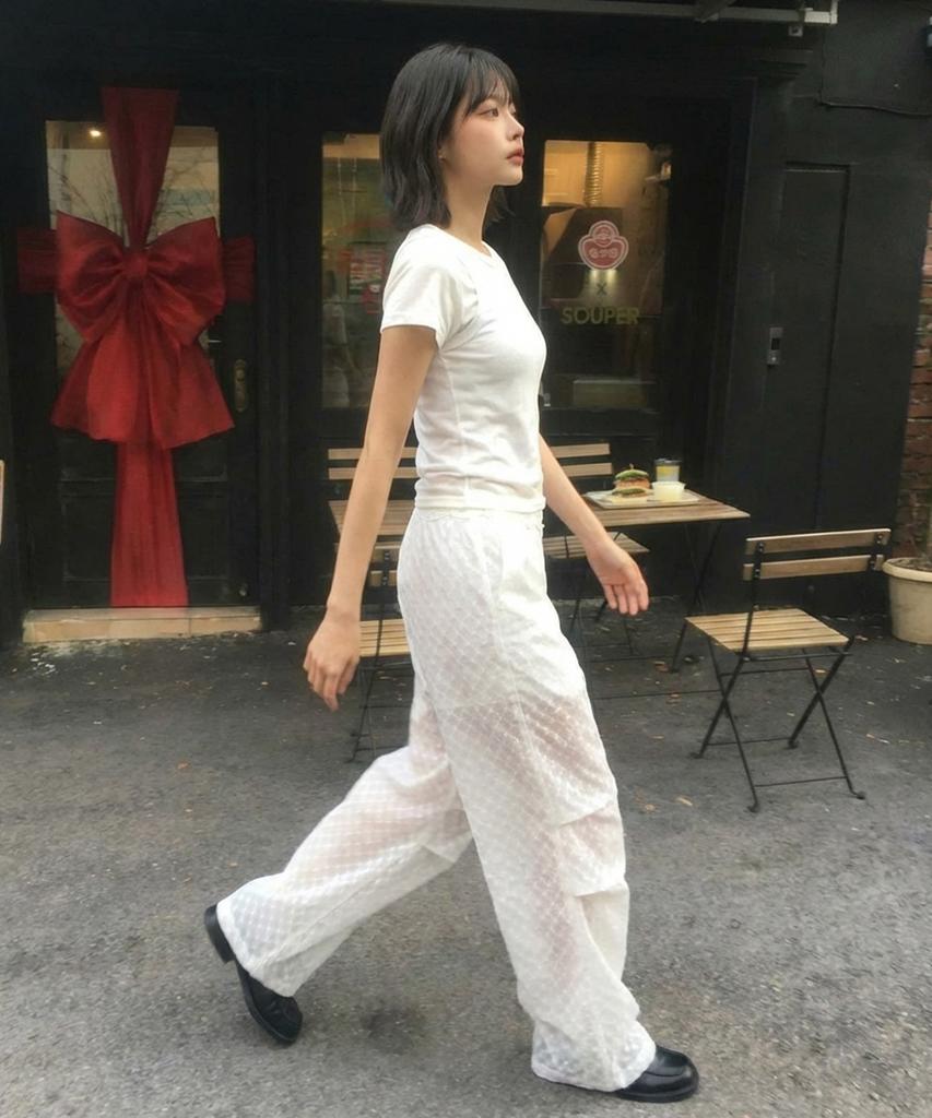 CHICKS Punched Parachute Pants White