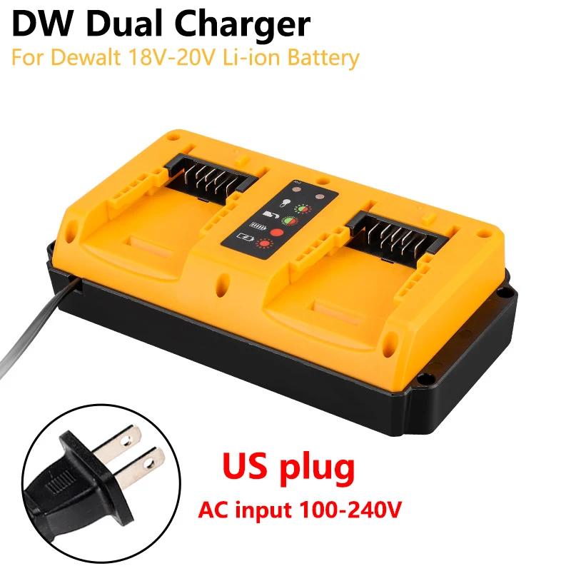 

NEW Portable Dual Ports Charger For 18V-20V Lithium Battery Rechargeable DCB207 DCB206 DCB204 DCB203 Fast Charger EU Plug