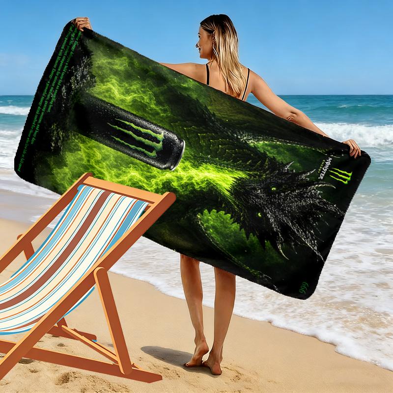 Monster Energy Drink Up Adventures Beach Towel Portable For Travel Beach Towel For Vacation Photos Absorbent Bath Towel Quickdrying Swim Towel