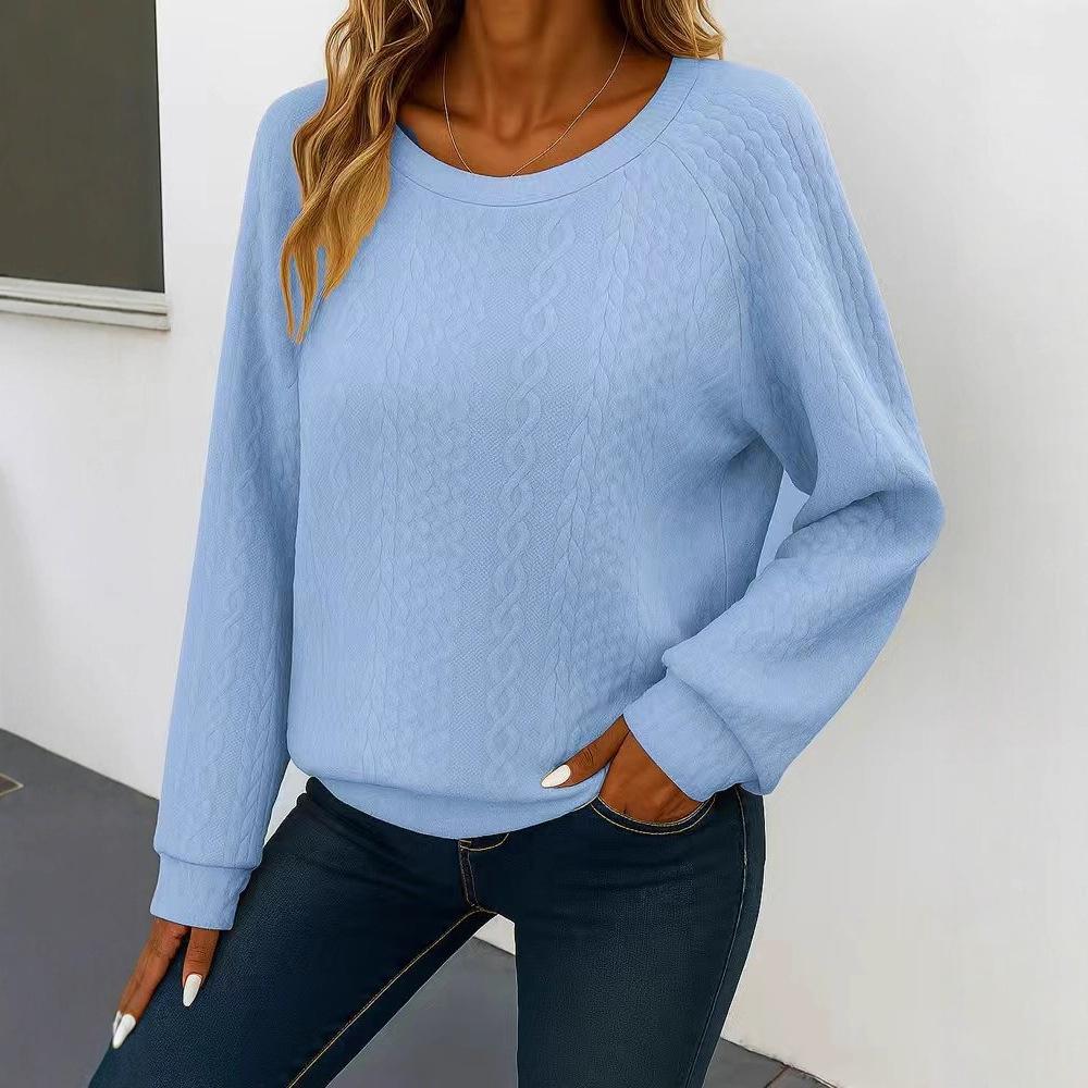 2025 New Women's Casual Round Neck Long Sleeve Pullover Loose Solid Color Multicolor Sweater