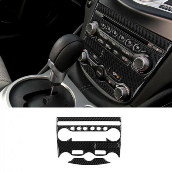 2x Bright Carbon Fiber Car Center Button Panel Cover For Nissan 370Z 09-20