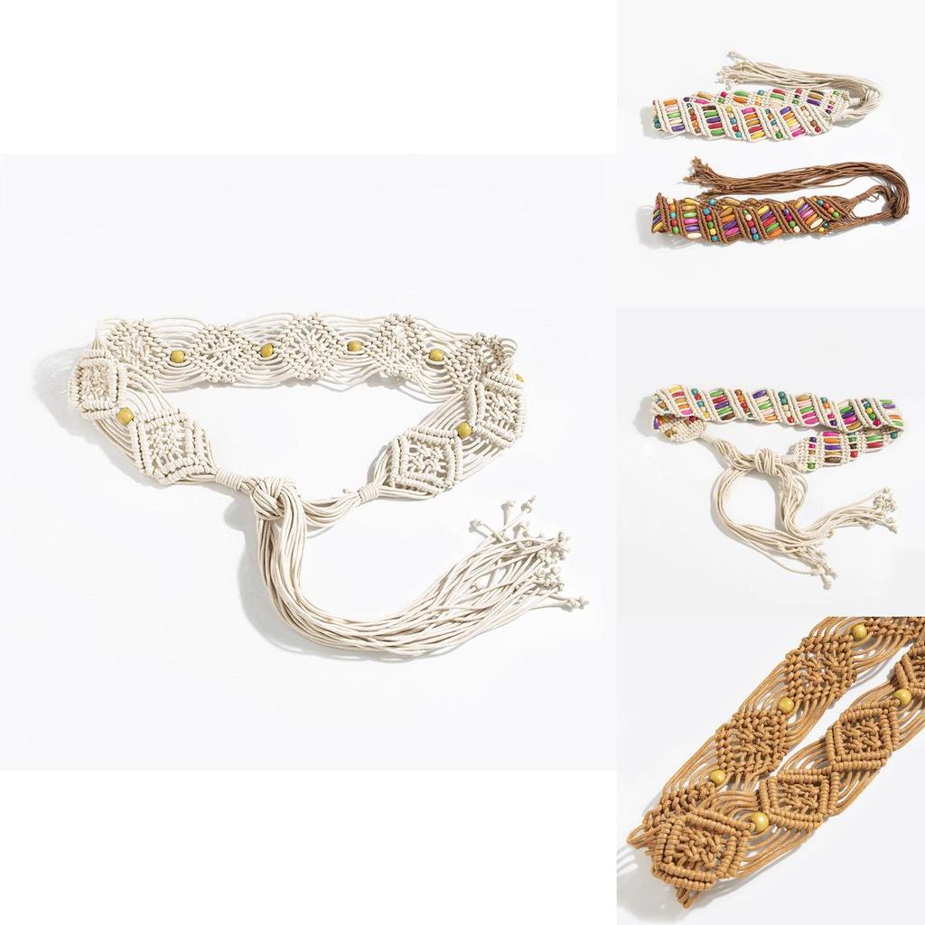 Ceinture de taille Bohème avec Tissage Perlé pour Mode Vintage de Station Balnéaire Accessoire Femme
