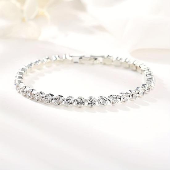 Yousheng Women Bracelet, Sparkling Cubic Zirconia Inlaid Bracelet with Claw-Setting Technology, Adjustable Chain Wristband for Jewelry