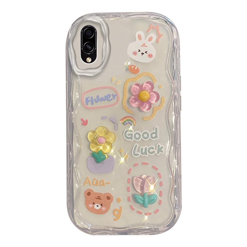 Samsung A20, M02, A03, A52S Silicone Case: Cute Cartoon Doll Design, Anti-Fall, Flower Bracelet for Women