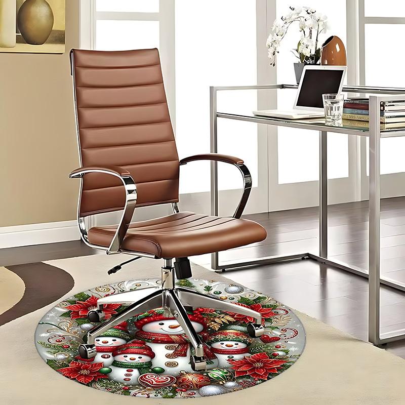 

1pc Christmas Snowman Family Chair Mat - Anime Cartoon Design, Non-Slip Carpet for Office, Home Decor, Living Room, Bedroom, Game Room, Dormitory.J006 80cm by 80cm