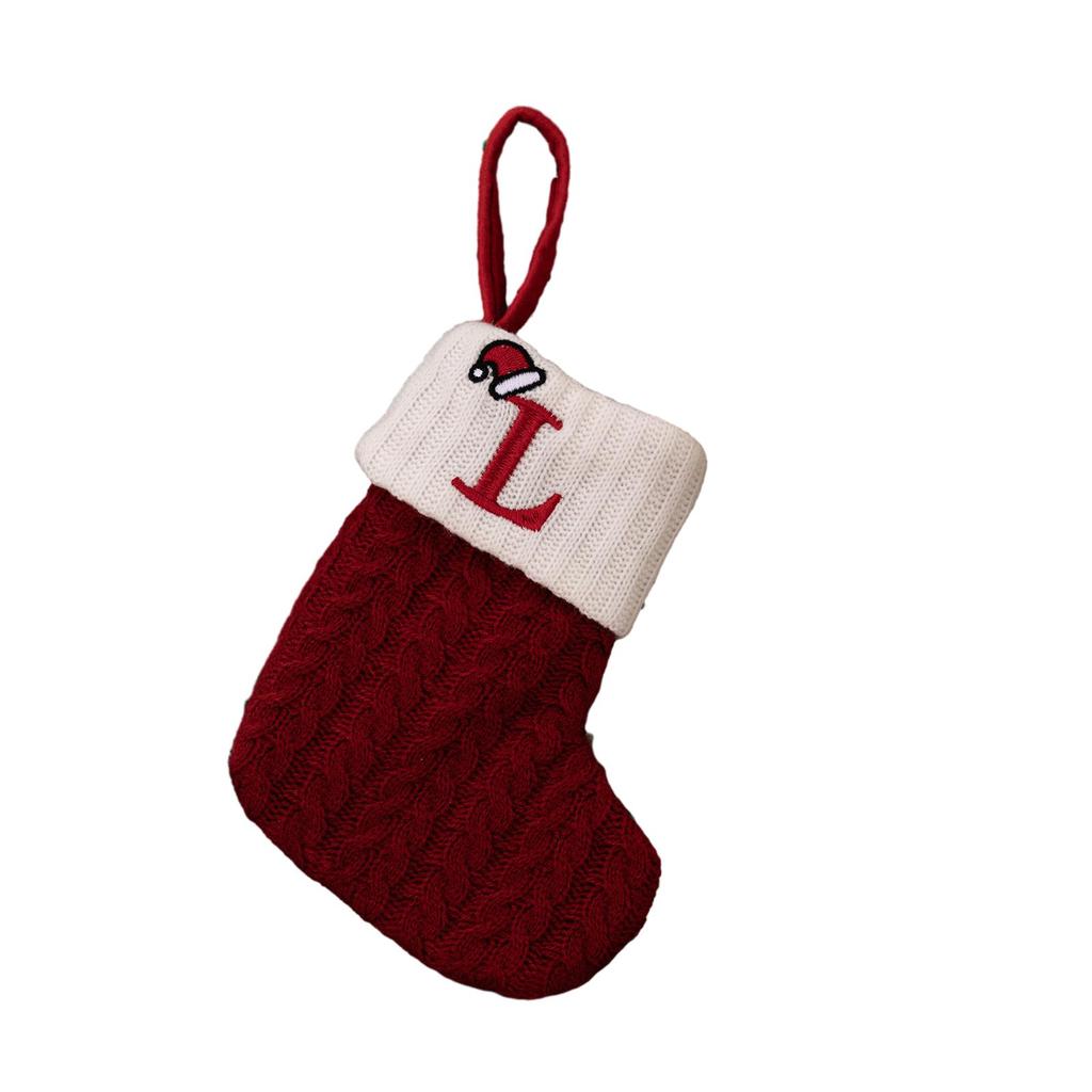 Alphabet Christmas Stocking Christmas Tree Decorating Hanging Knitted