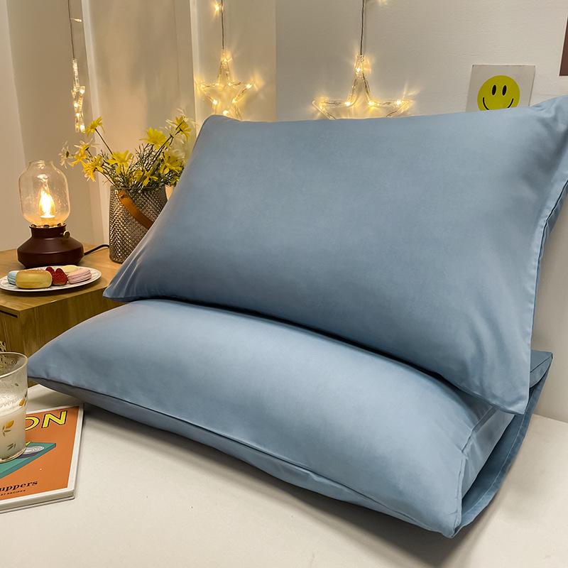 Brushed Solid Color Washed Cotton Pillowcases, Pair, Simple Style, Four Seasons