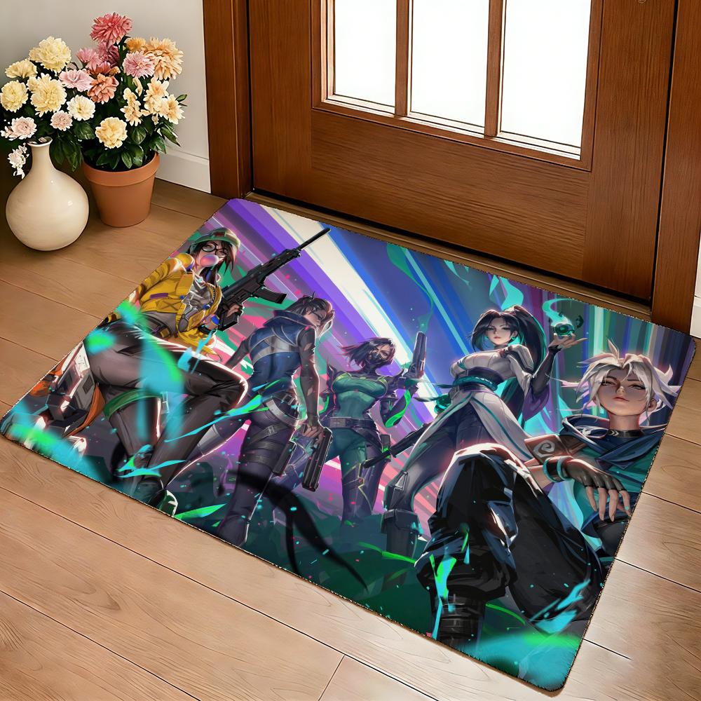 Game V-ValorantS Cool Floor Mat Cozy Flannel Soft Thick Non-Slip Mat For Living Room Bedroom Kitchen Decor Rugs