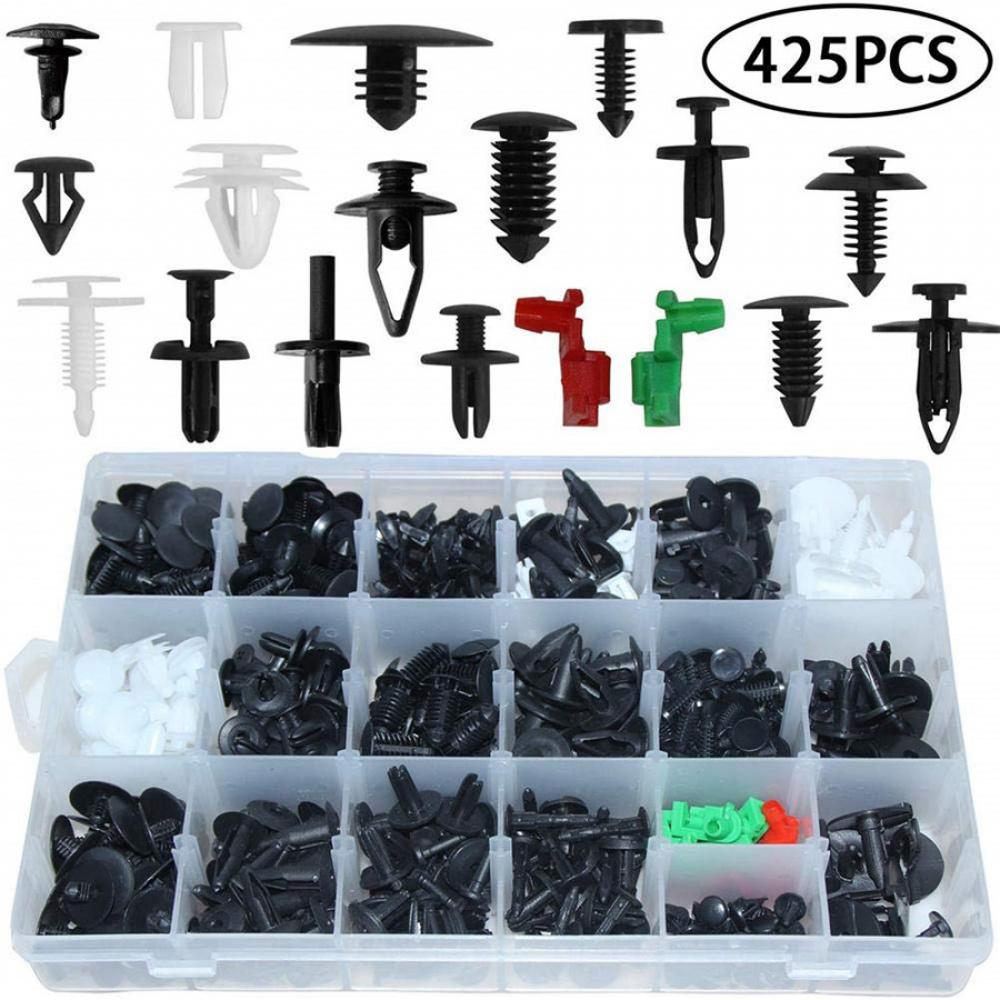 

425Pcs Car Fender Bumper Push Pin Clip Rivets Fastener W/3Pcs Remover Tool Plier