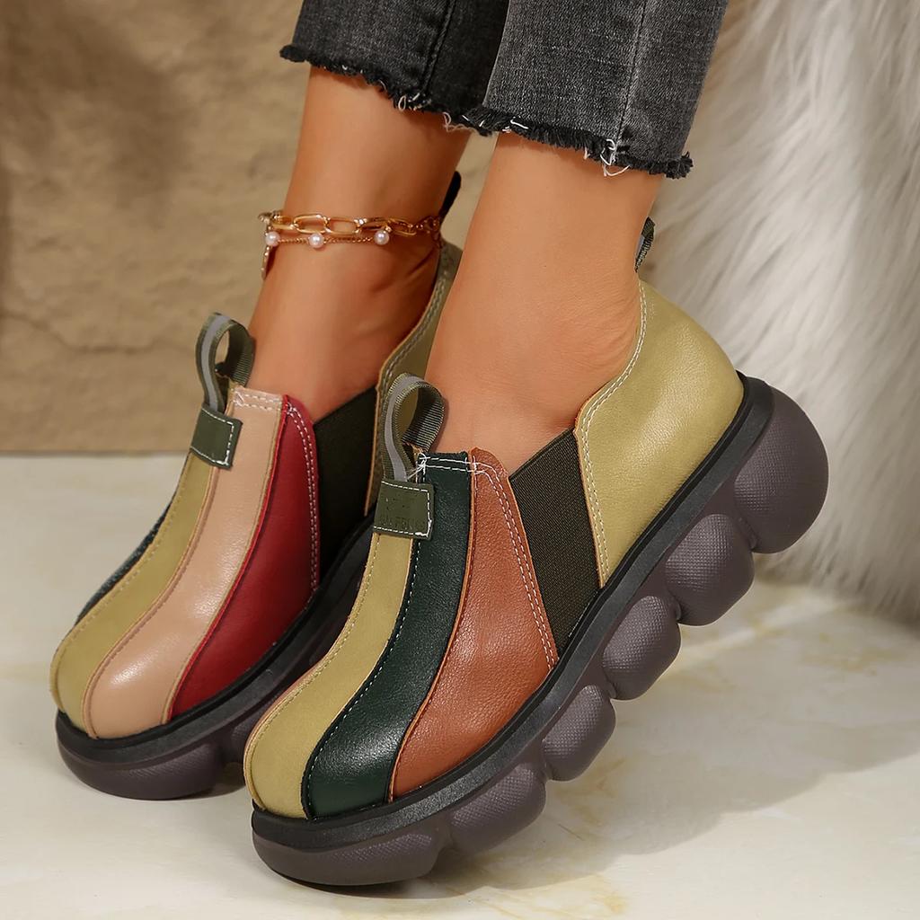 Women Boots Spring Autumn Fashion Rainbow Casual Shoes Women Retro Outdoor Boots Lightweight Comfortable Platform Boots Women