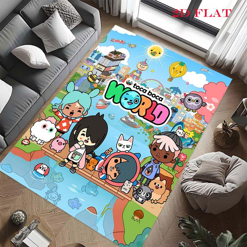 Toca Life World Teppich für Wohnzimmer Schlafzimmer Zuhause Sofadekoration, rutschfeste Bodenmatte für Kinder zum Spielen