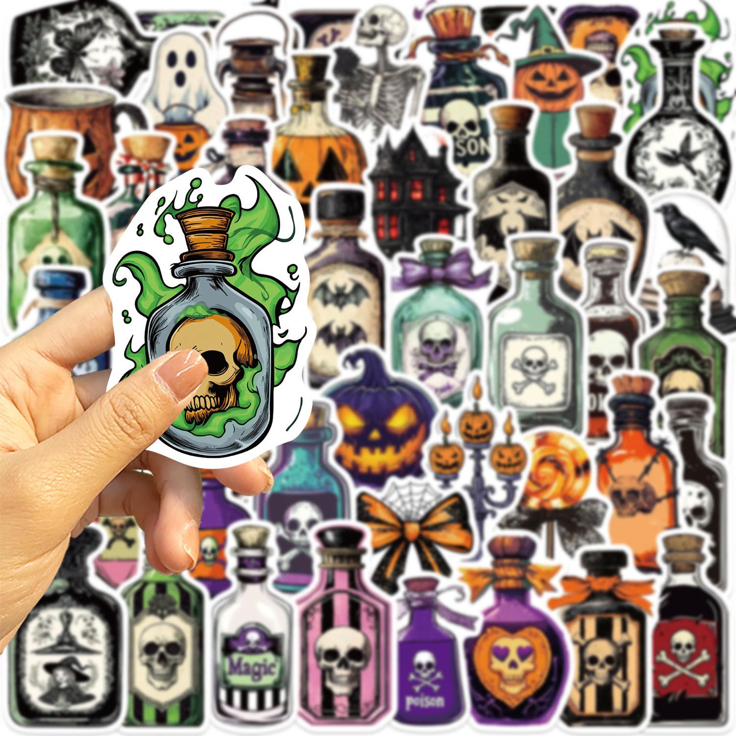 

50PCS Cartoon Halloween Gifts Medicine Bottles Graffiti Stickers Guitar Notebook Luggage DIY Children Stationery Stickers