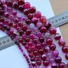 Hot Pink Striped Agate Beads for DIY Jewelry Making, Sizes 4-18mm