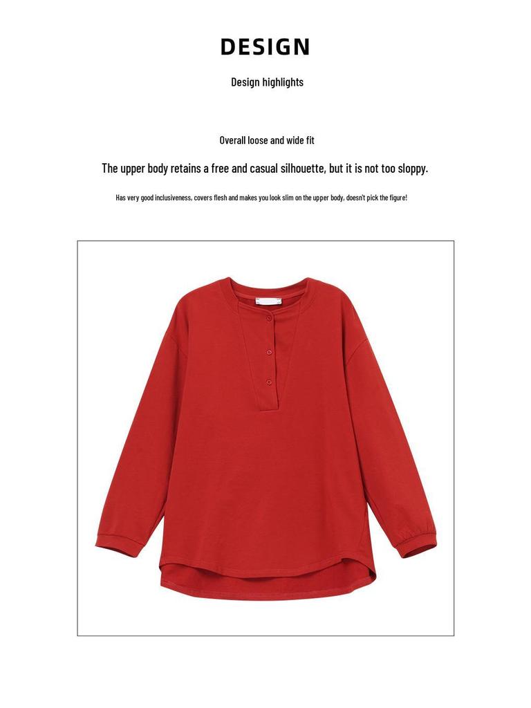 Middle-Aged Women's Plus Size Long-Sleeve Cotton Shirt - Loose Fit, Belly Cover, Ideal for Spring & Autumn (Style 6322)